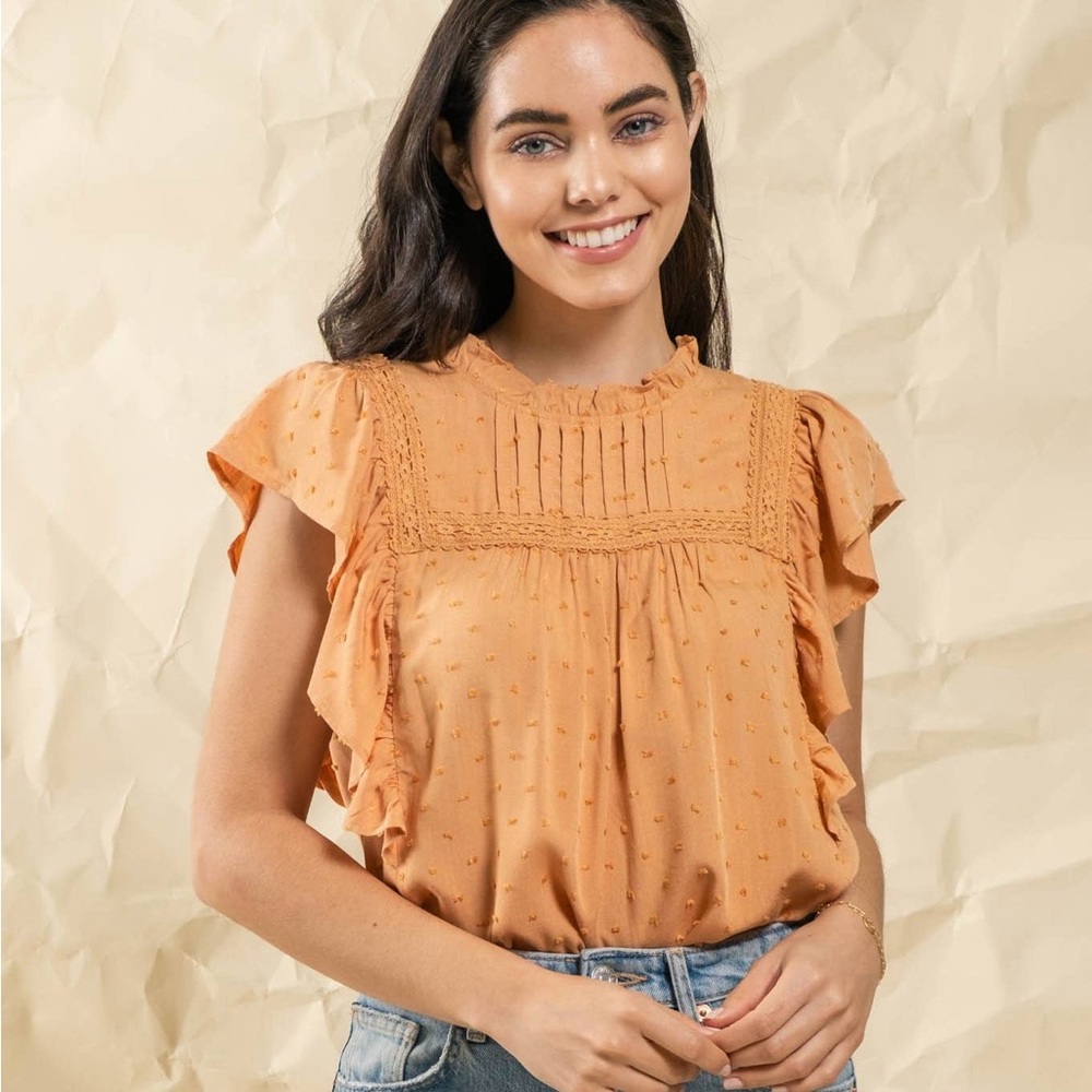 Orange Swiss Dot Blouse